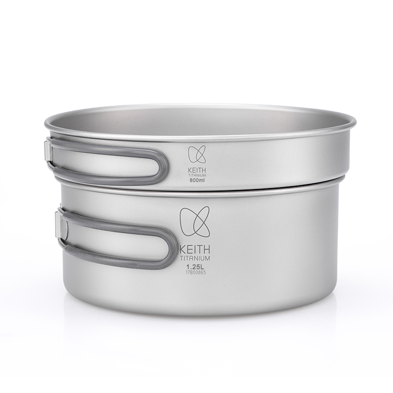 Camping Cooking Pan Set - KEITH Pure Titanium 2-Piece Cookware Set
