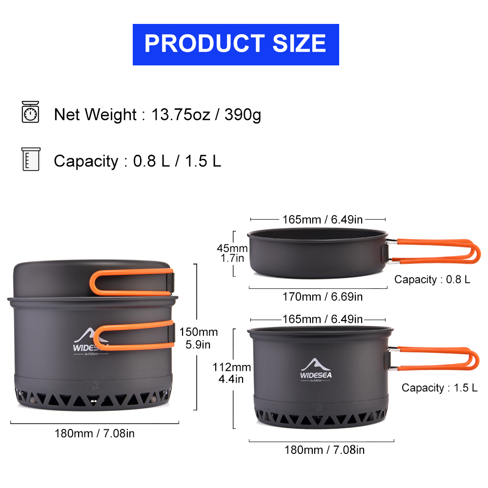 Widesea Camping Cookware 2.3L  - Quechua Camping Cooking Set review and price