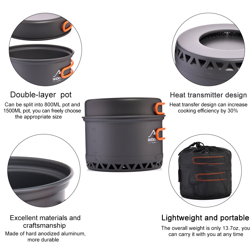 Widesea Camping Cookware 2.3L  - Quechua Camping Cooking Set review and price