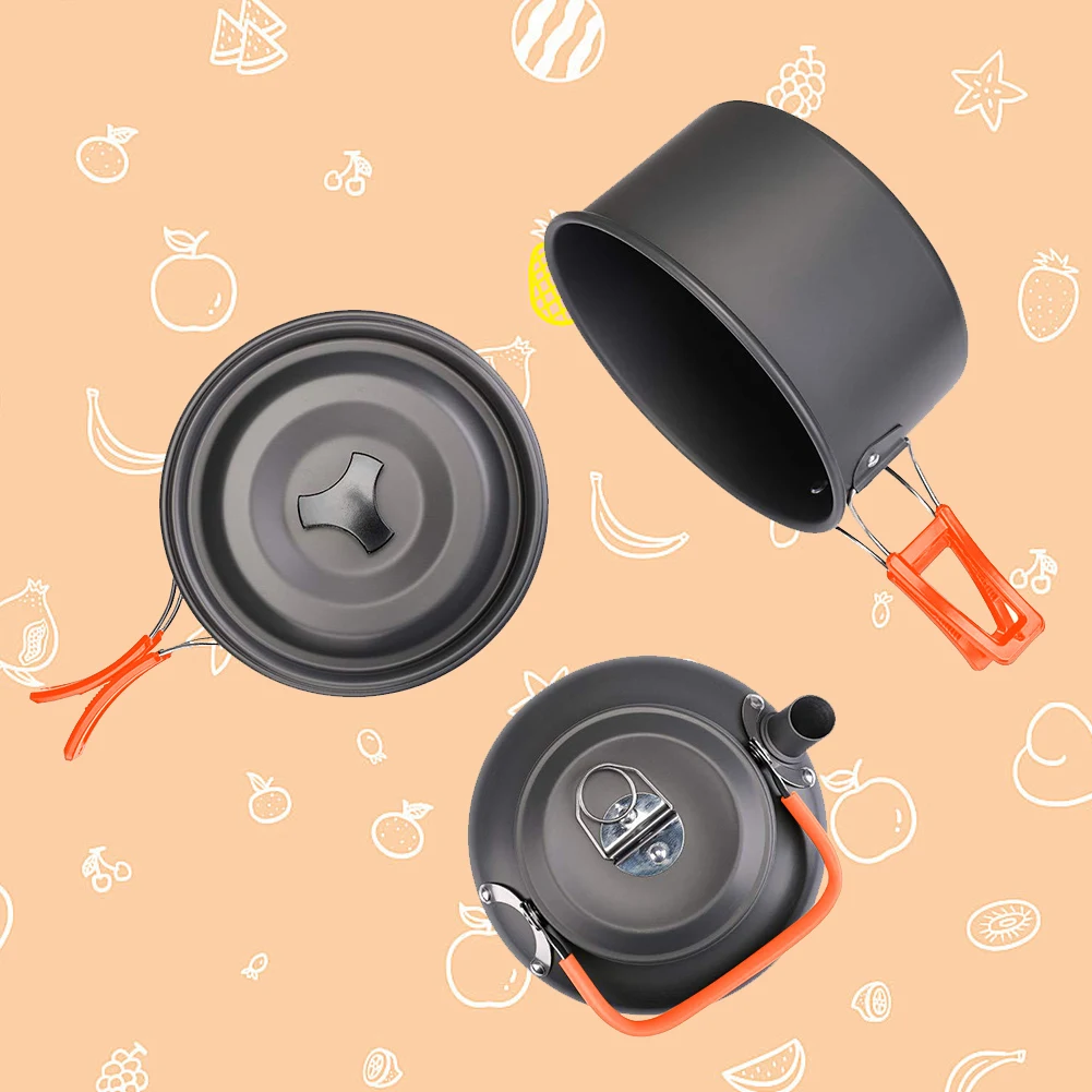 Camping Cookware Kit Kettle Po - Camping Cooking Pan Set review and price