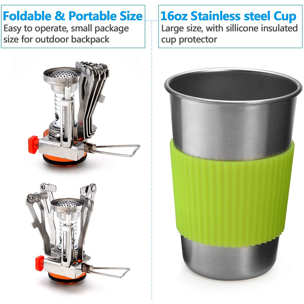 Camping Cookware Kit with Stov - Camping Cooking Pan Set review and price